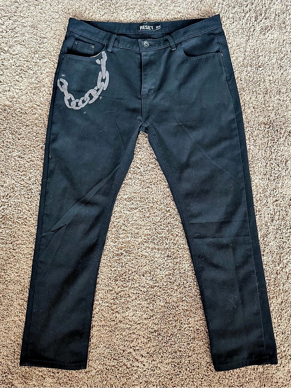 RESET Men's Black Slim Jeans Waist 36 x 30